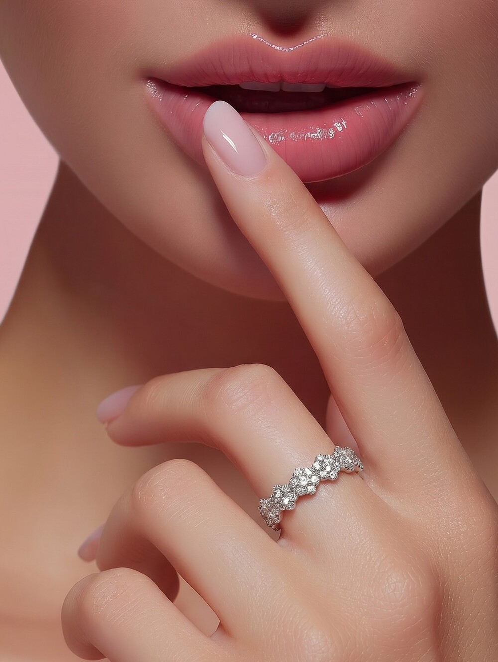 Forget Me Not Eternity Band CZ Sterling Silver Size 7 🆕